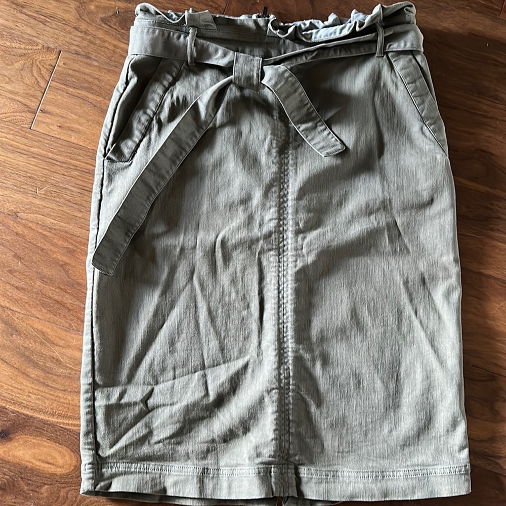 Banana Republic Olive Green Paperbag Waist Pencil Skirt